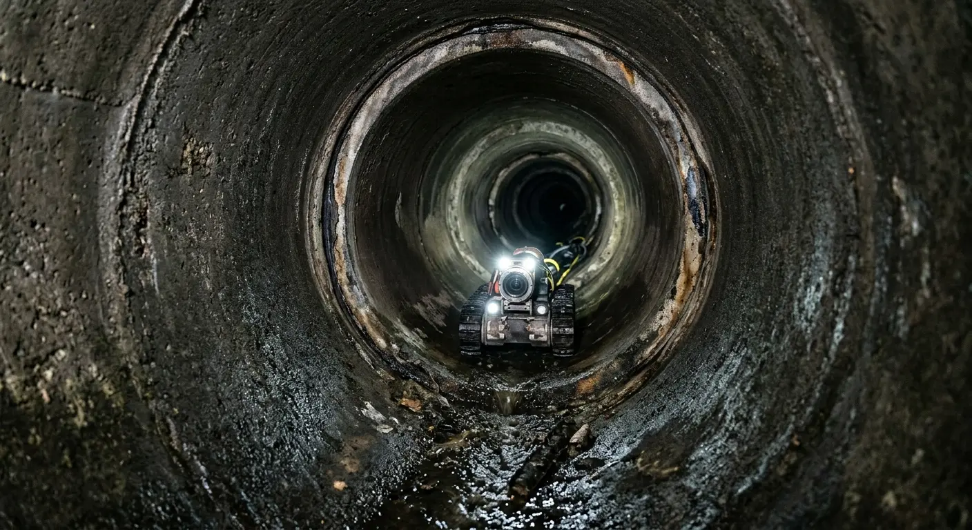 Robotic sewer camera inspecting pipe interior for Sewer Line Repair in Longview